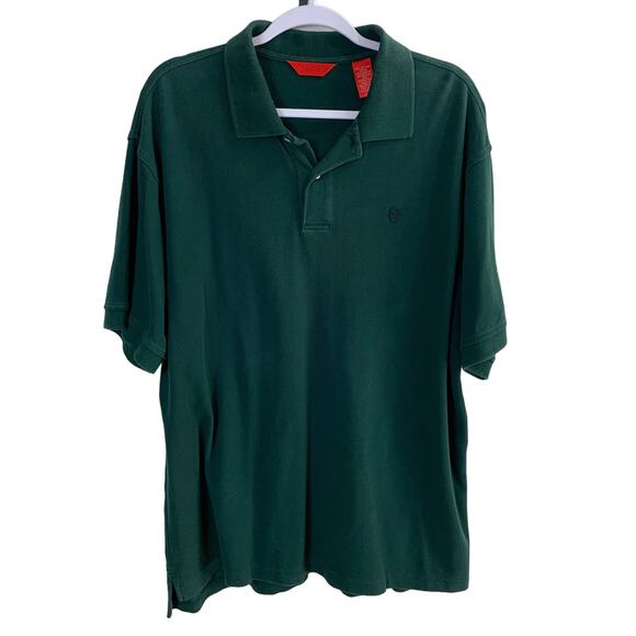 IZOD Size XL Pure Cotton 2-Button Polo Shirt Dark Green Collared Short Sleeve - Picture 1 of 9
